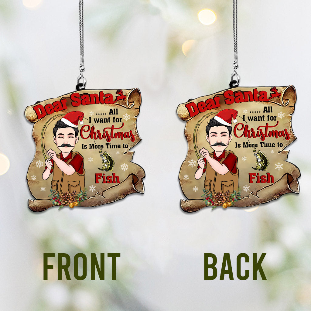 Lieber Weihnachtsmann – Personalisierter einseitiger Autoanhänger mit Angelmotiv