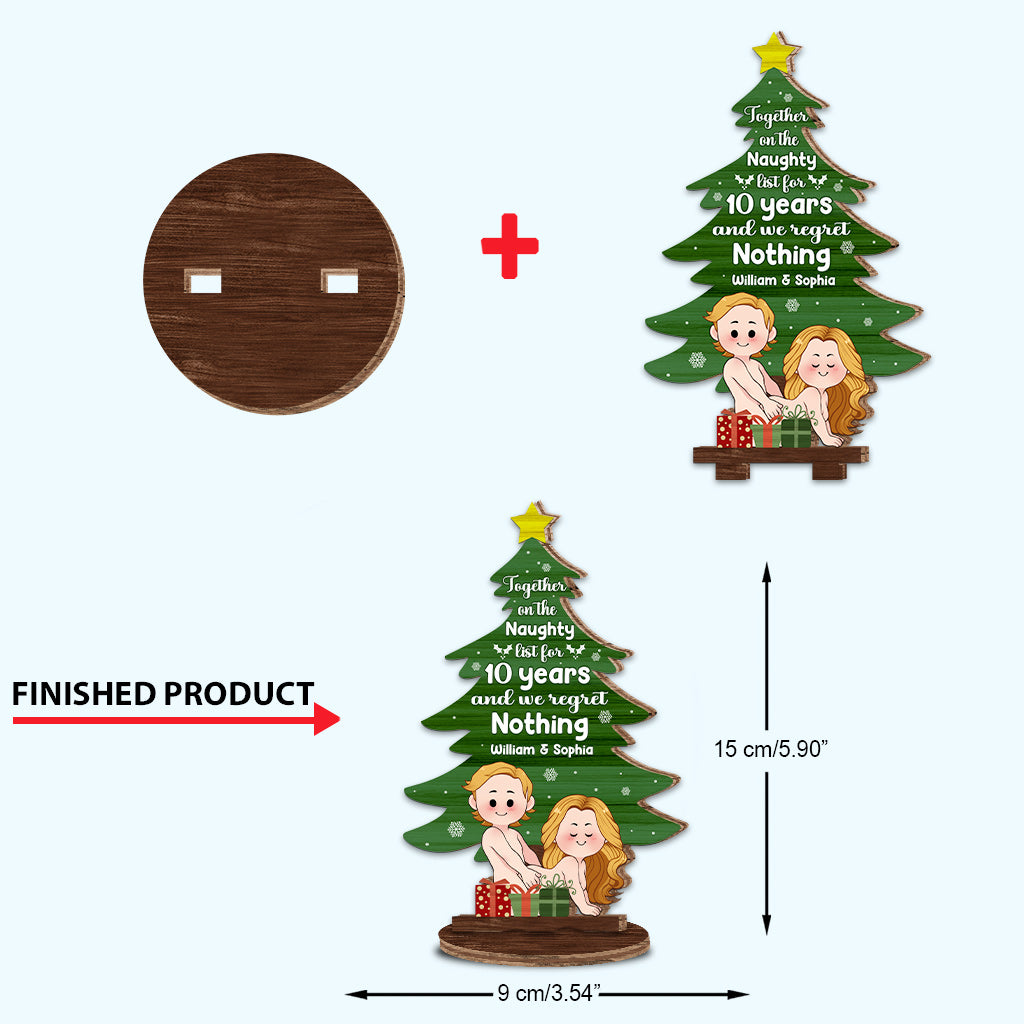 Together On The Naughty List For Years - gift for wife, boyfriend, husband, girlfriend - Personalized Freestanding Wood Plaque