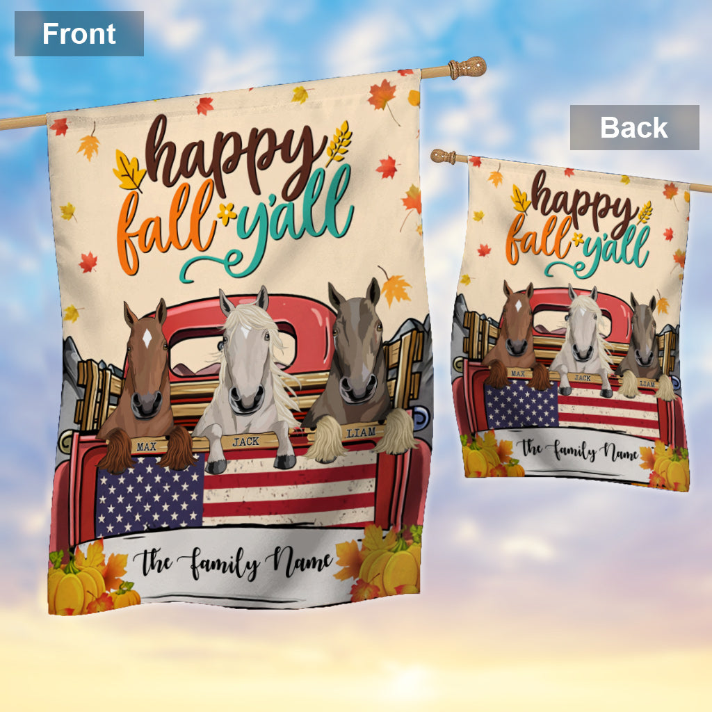 Fröhlichen Herbst euch allen – personalisierte Pferdestall-Flagge