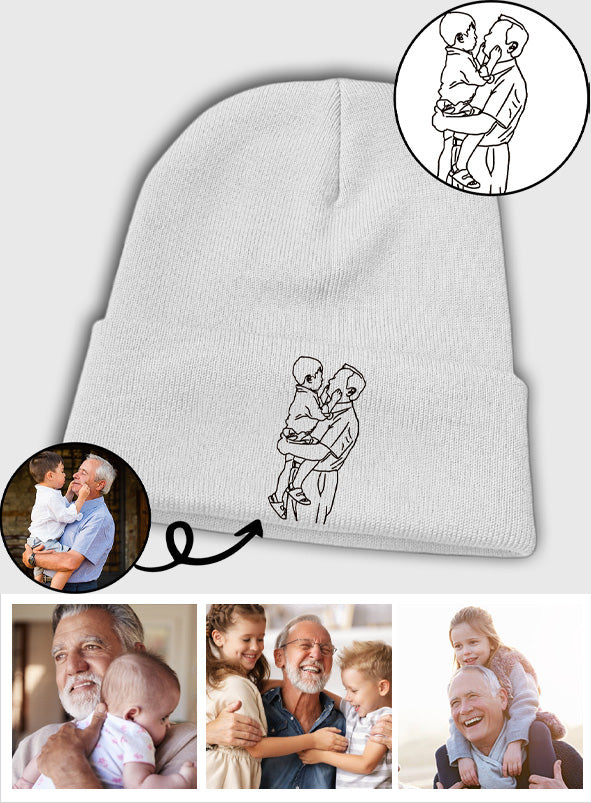 Custom Photo - Personalized Grandpa Embroidered Beanie