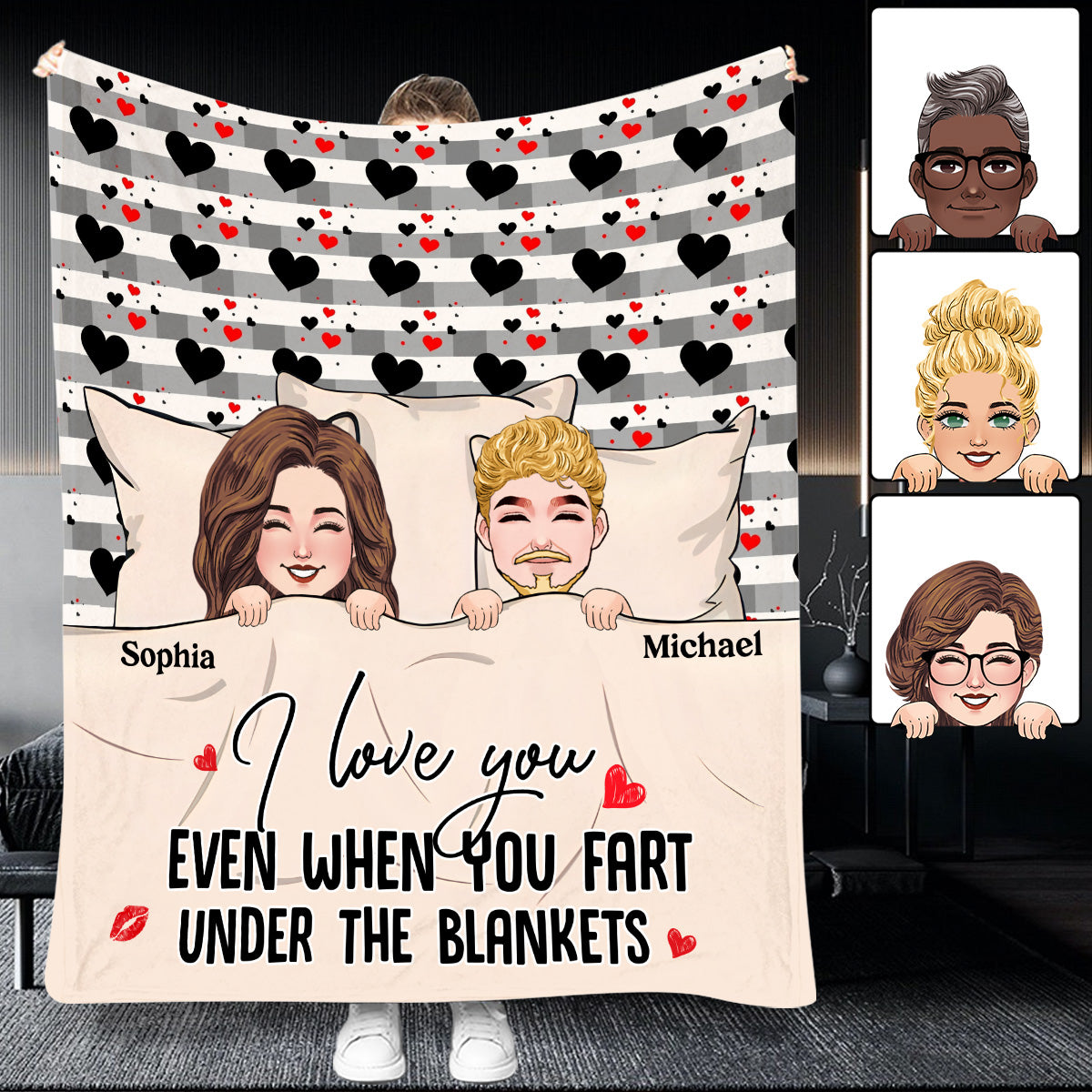 Ich liebe dich auch dann, wenn du unter der Decke furzt – Personalisierte Pärchendecke