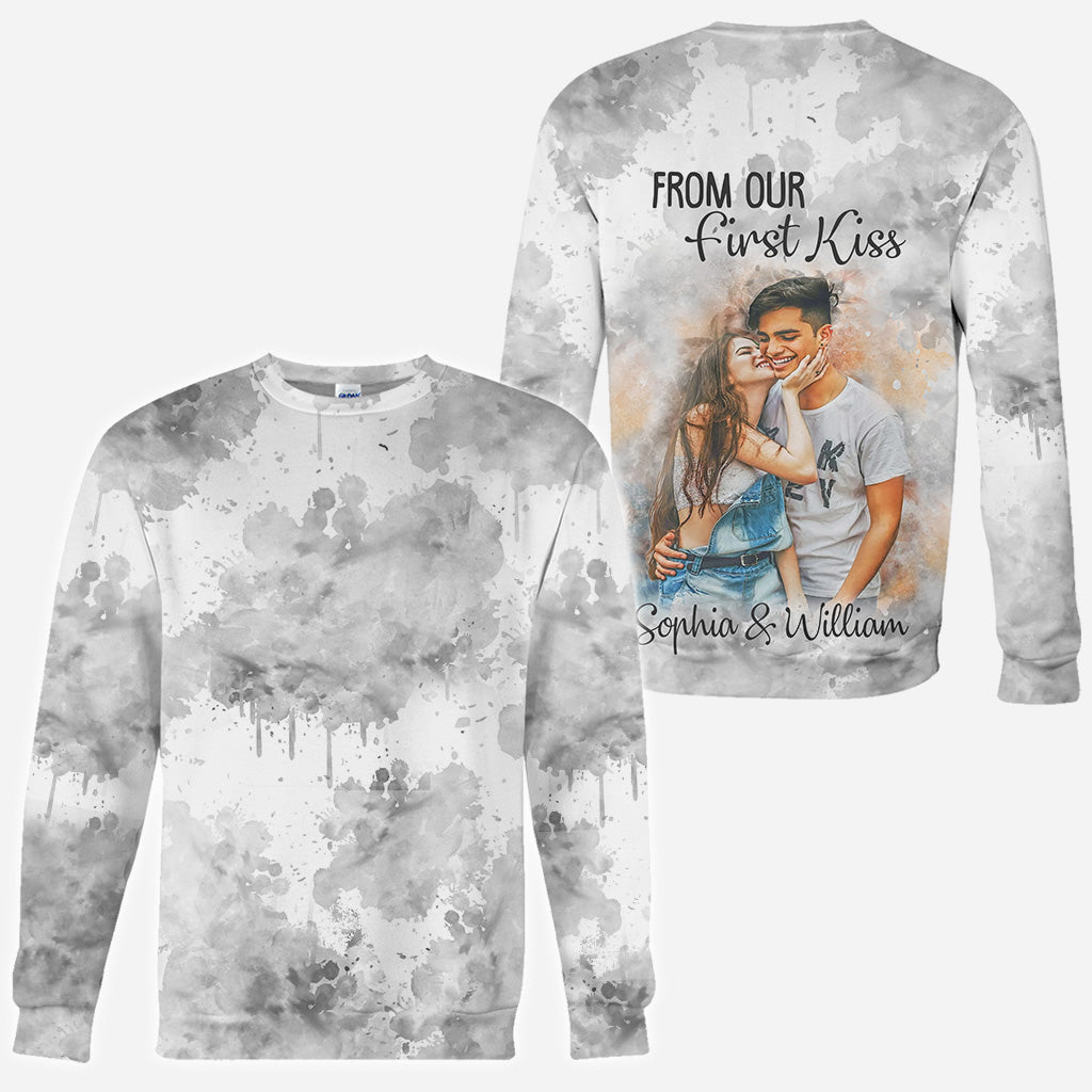 Watercolor Couple - Personalized Couple All Over Shirt