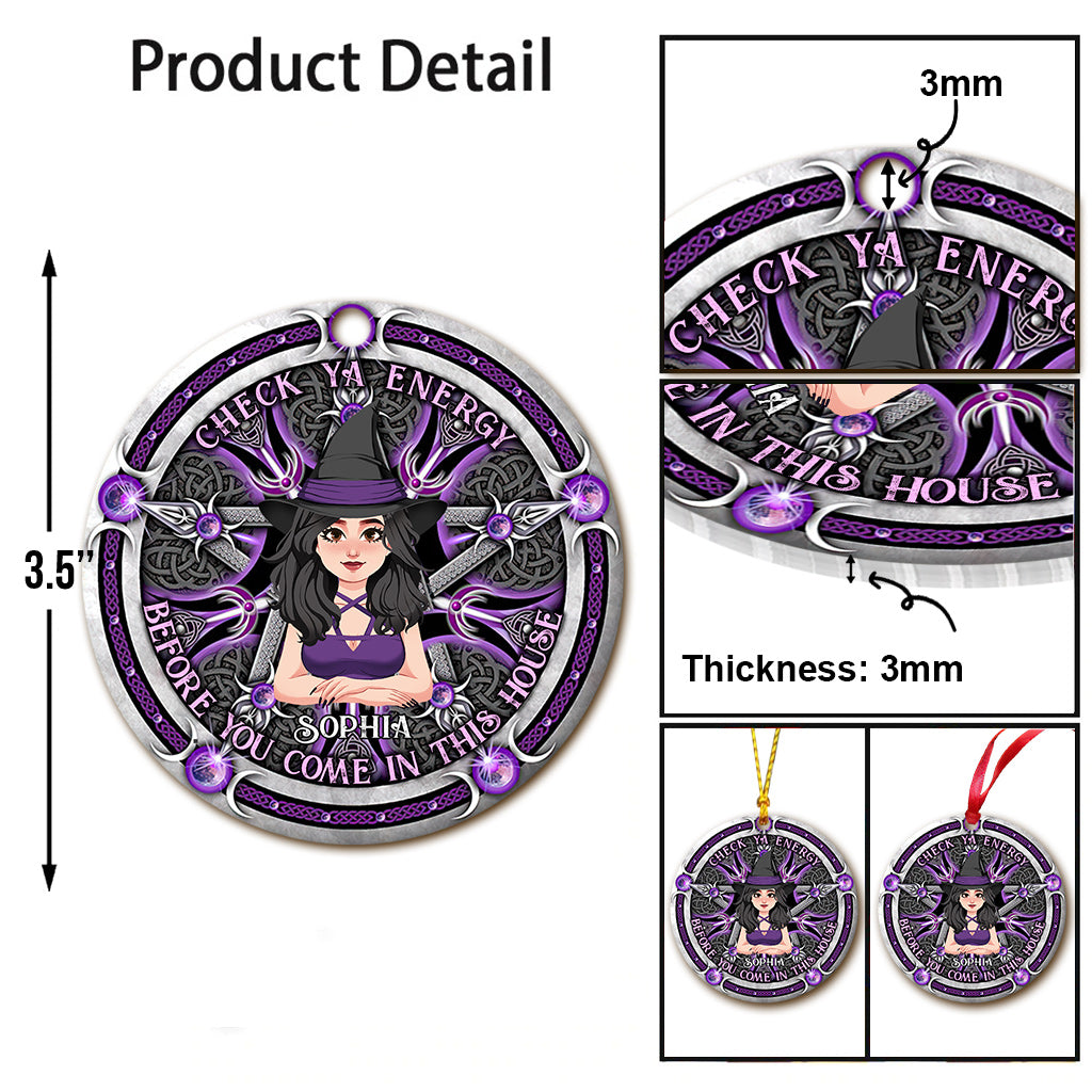 Check Ya Energy - Personalized Witch Ornament