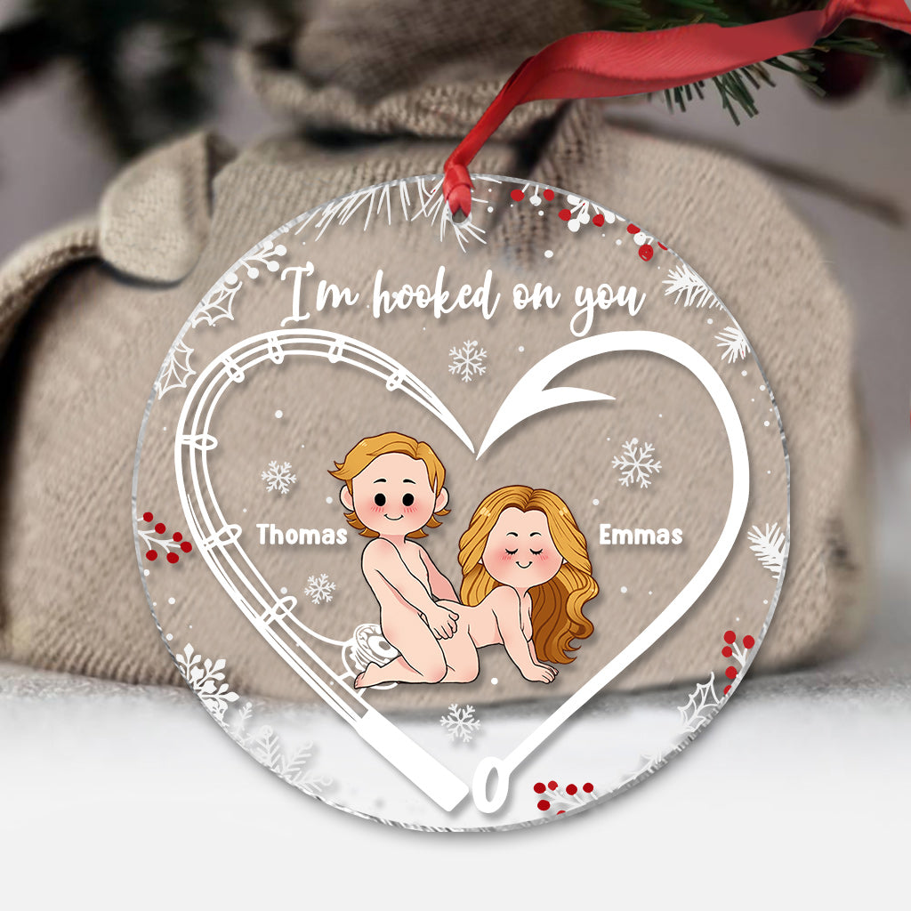 I'm Hooked On You - Personalized Fishing Transparent Ornament