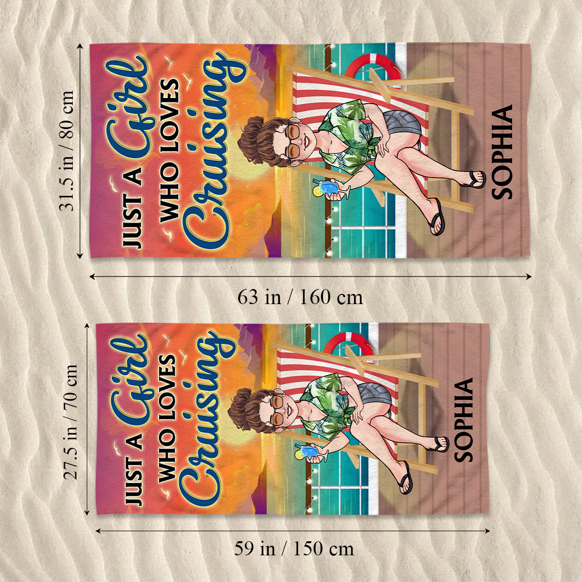 Das Leben ist schöner auf einer Kreuzfahrt – personalisiertes Kreuzfahrt-Strandtuch