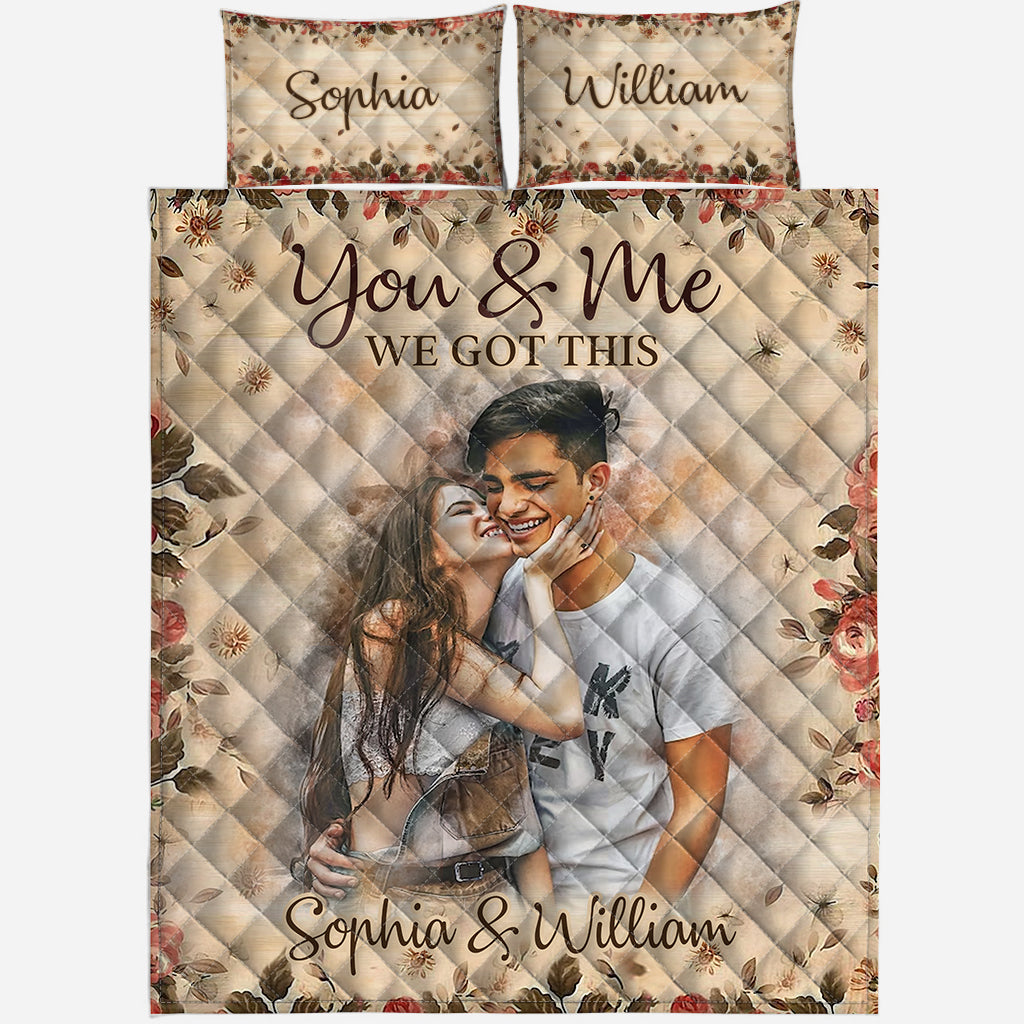 Aquarell-Paar – Personalisiertes Quilt-Set für Paare