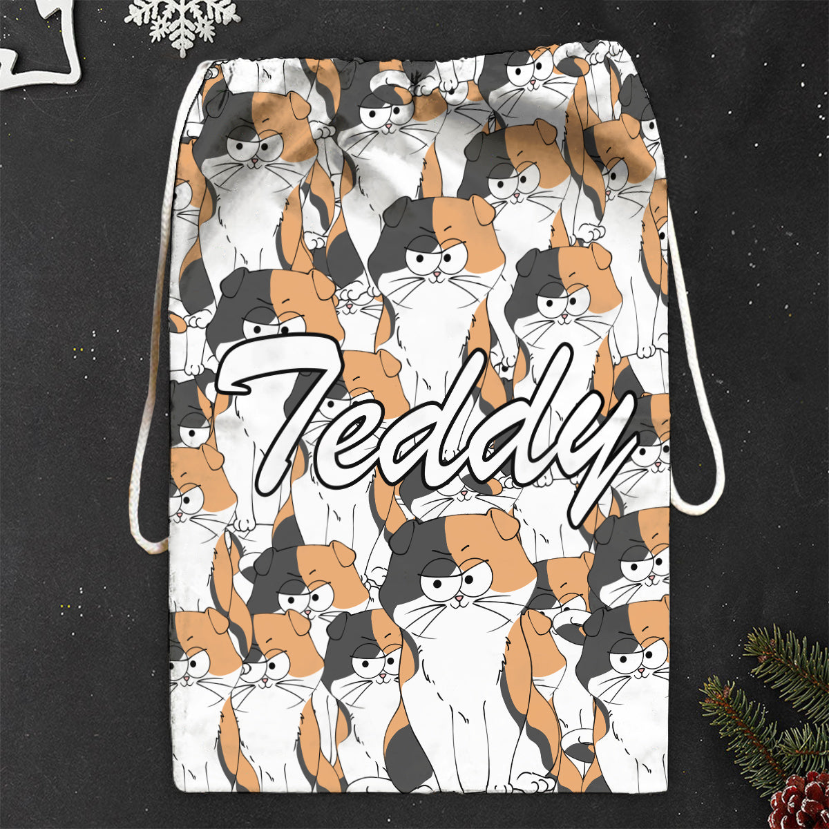 Lustige Hunde- und Katzengesichter für Tierliebhaber – personalisierter Katzen-Tragebeutel mit Kordelzug