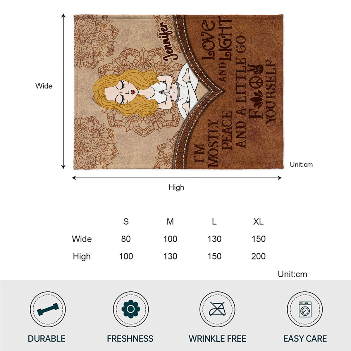 Ich bin größtenteils Frieden – personalisierte Yogadecke