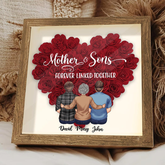 Mutter und Töchter – Geschenk für Mama, Tochter, Sohn – Personalisierte Blumen-Schattenbox