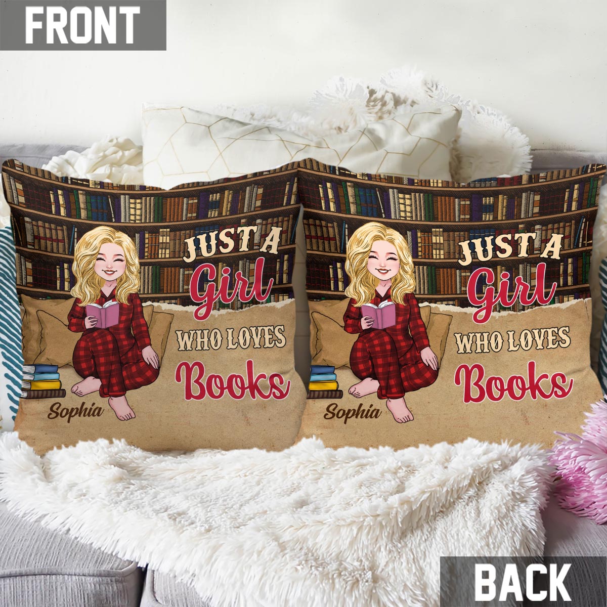Just A Girl Who Loves Book - Personalized Book Throw Pillow