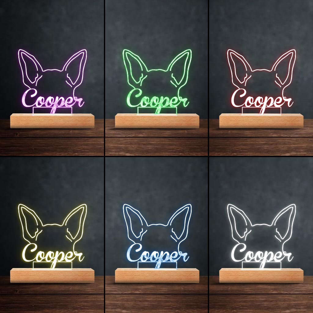 Personalisierte Gedenktafel in Form von Hundeohren – Geschenk für Hundeliebhaber, die ihren Hund verloren haben – Personalisierte Gedenktafel mit Leuchtfuß