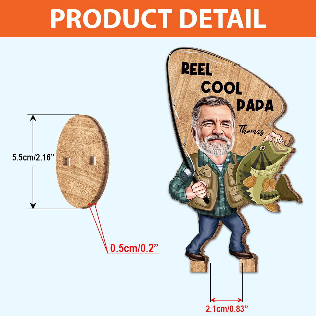 Reel Cool – Angelgeschenk für Papa, ihn, Ehemann, Opa – Personalisierte, freistehende Holzplakette