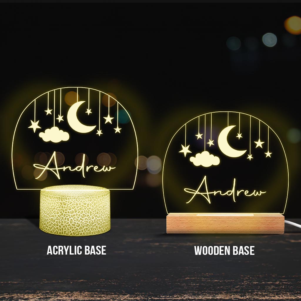 Moon and Star Nightlight - Personalized Kid Shaped Plaque Light Base