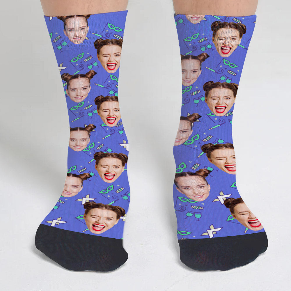 Individuelles Gesichtsmuster für Partys – personalisierte Socken für beste Freundinnen