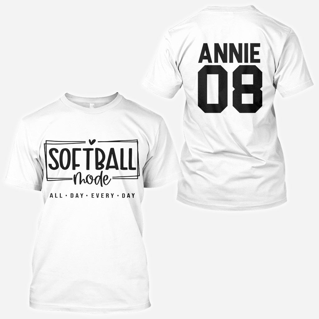 Softball-Modus den ganzen Tag - Personalisiertes Softball-Shirt