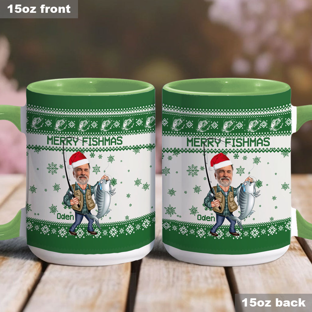 Merry Fishmas - Personalized Fishing Accent Mug