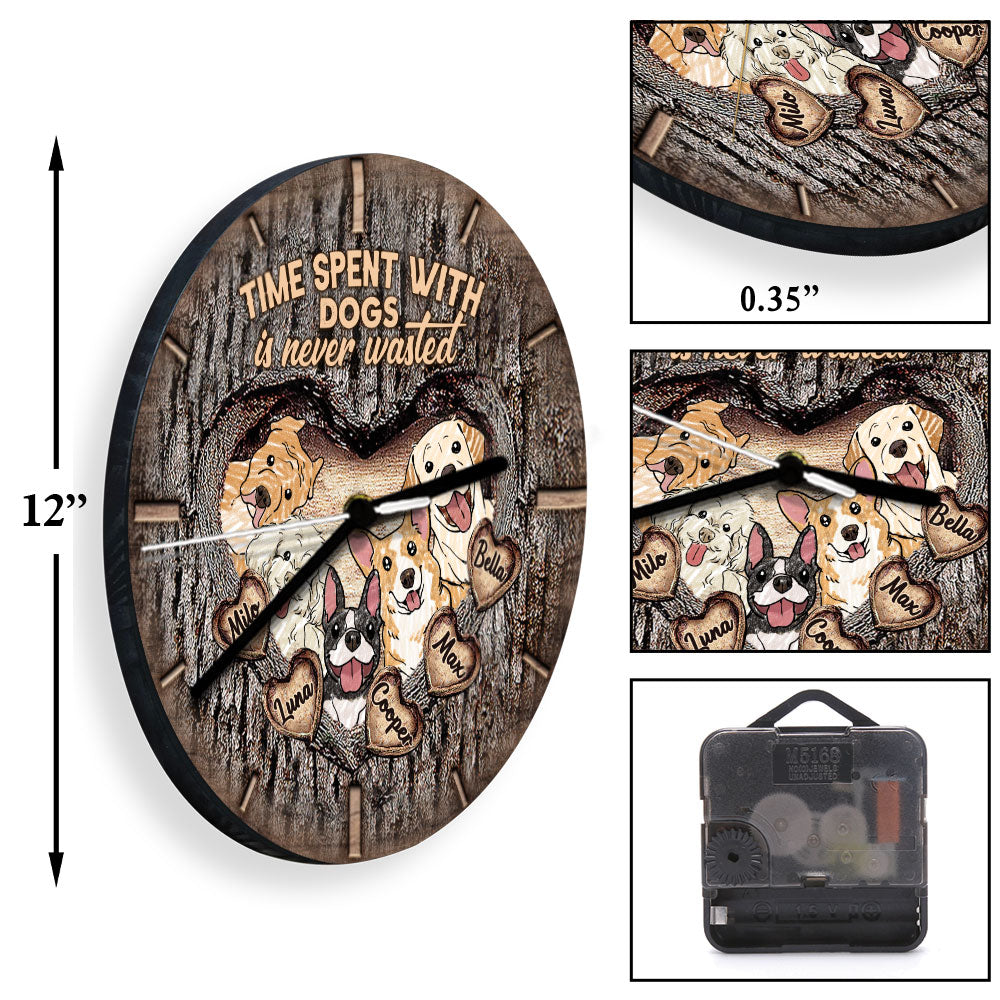 Zeit mit Katzen und Hunden ist nie verschwendet – personalisierte Katzen-Wanduhr