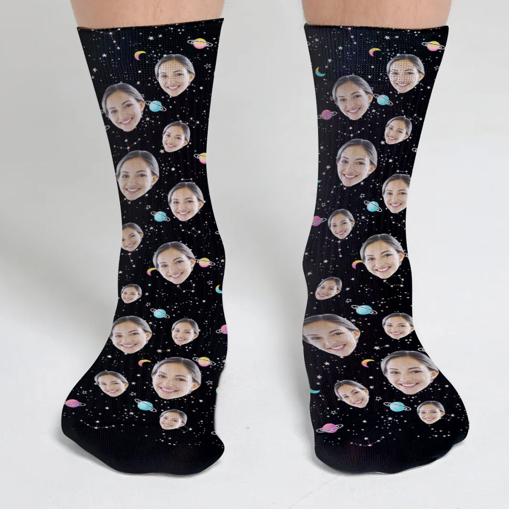 Personalisierte Socken mit Galaxy-Gesichtsmotiven – Tantensocken