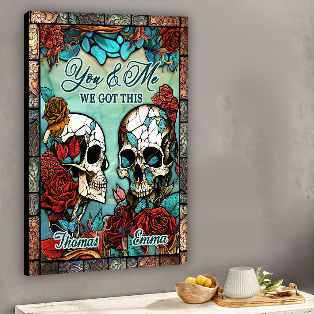 Skull Couple - Skull gift for husband, wife, boyfriend, girlfriend - Personalized Canvas And Poster