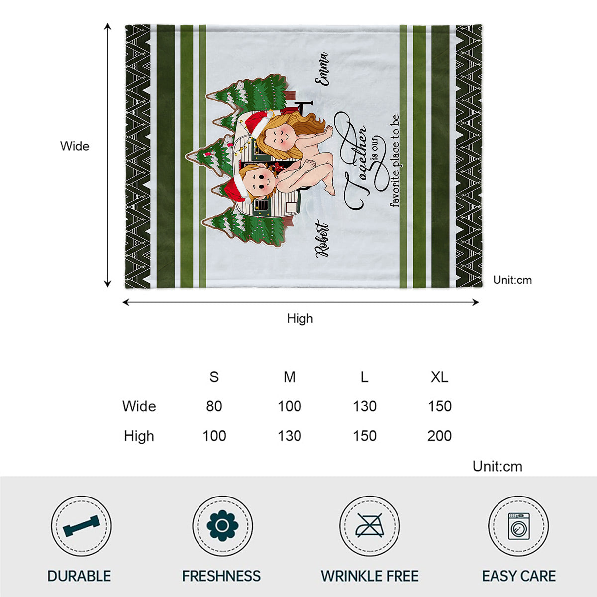 Gemeinsam sind wir am liebsten – personalisierte Campingdecke