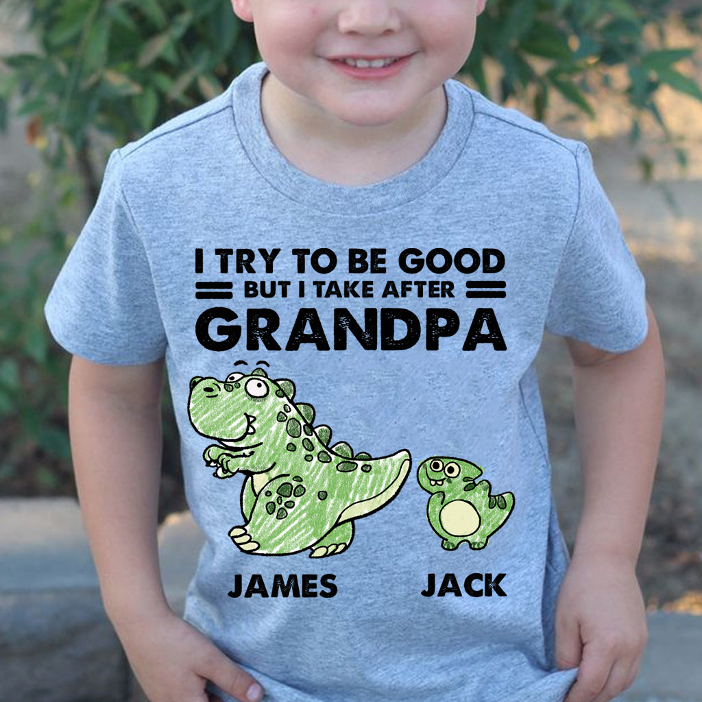 Ich bin ganz nach meiner Oma/meinem Opa gekommen – Geschenk für Opa – Personalisiertes T-Shirt und Hoodie