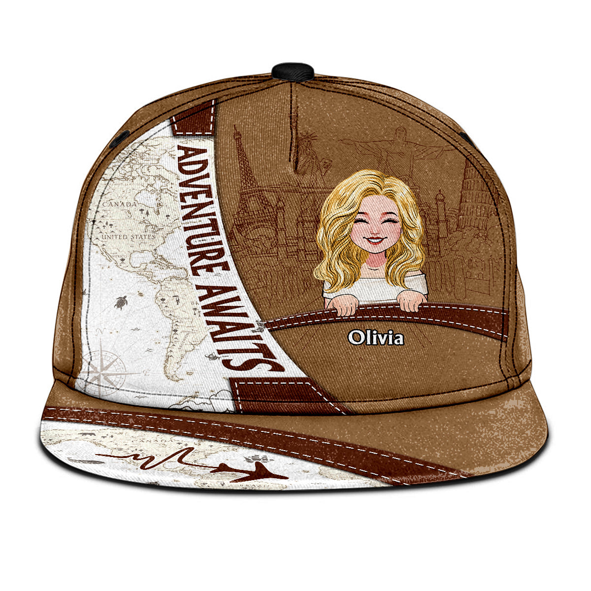 Das Abenteuer wartet – Personalisierte Reise-Snapback-Cap