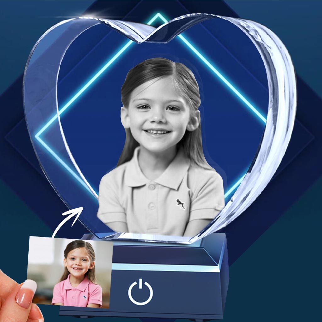 Custom Photo - Personalized granddaughter Laser Engraving 3D Heart Shaped Crystal Lamp