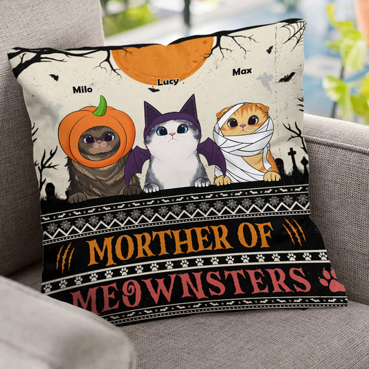 Mother Of Meownsters - Personalized Cat Throw Pillow