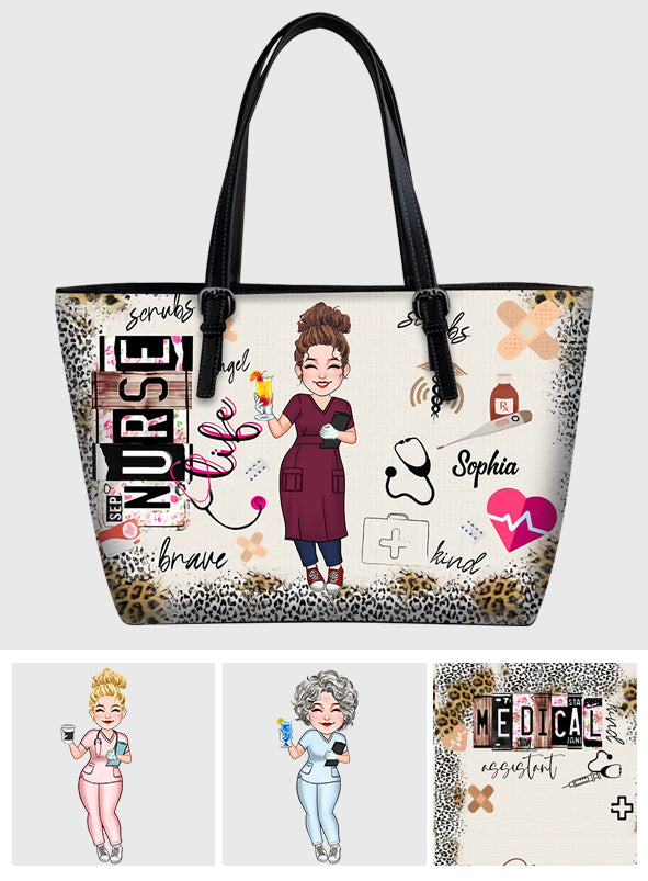 Krankenschwester/Pflegehelferin/Arzt... Leben - Personalisierte Ledertasche für Krankenschwestern