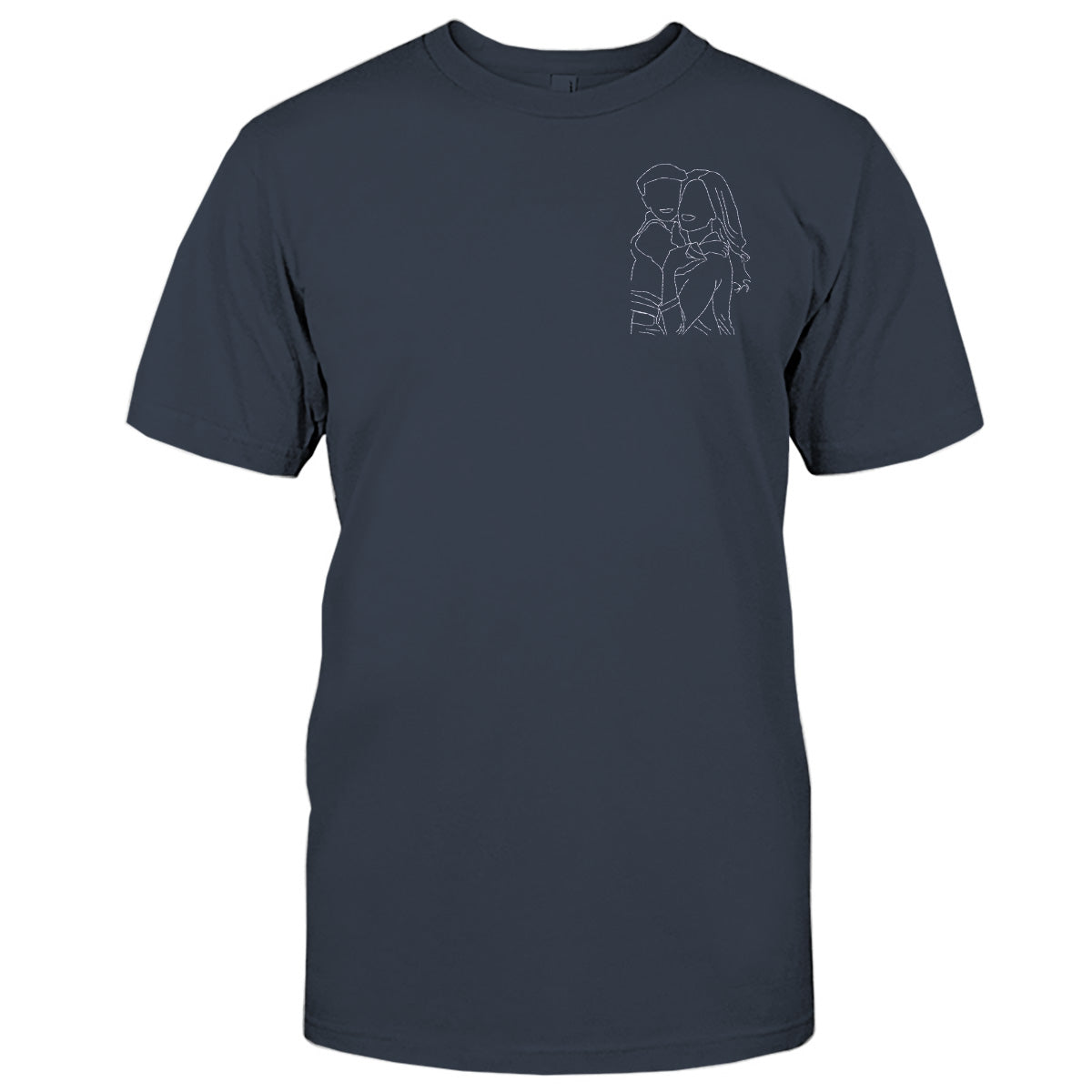 Individuelle Linienzeichnung – Personalisiertes, besticktes Mutter-T-Shirt