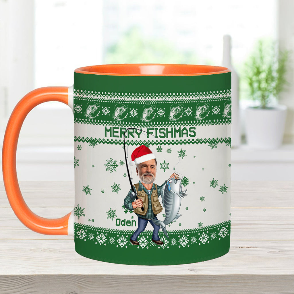 Merry Fishmas - Personalized Fishing Accent Mug