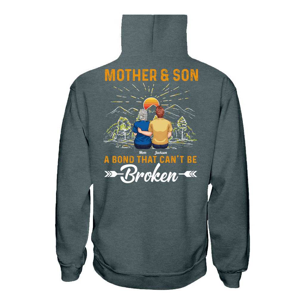 Mutter und Sohn – ein unzerbrechliches Band – personalisiertes Mutter-T-Shirt und Hoodie