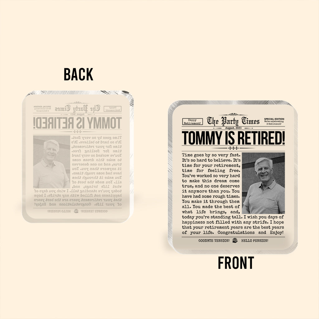 Herzlichen Glückwunsch zum Ruhestand! – Personalisierte Acrylplakette in Sonderform für Ruheständler