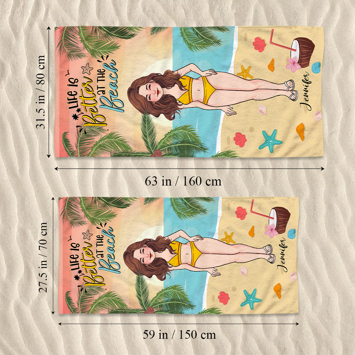 Salz in der Luft, Sand in den Haaren – personalisiertes Strandtuch für Meeresliebhaber