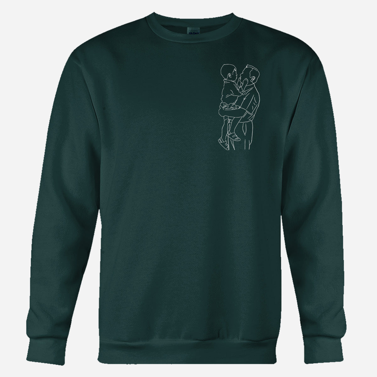 Individuelle Strichzeichnung – Personalisierter bestickter Pullover für Opa