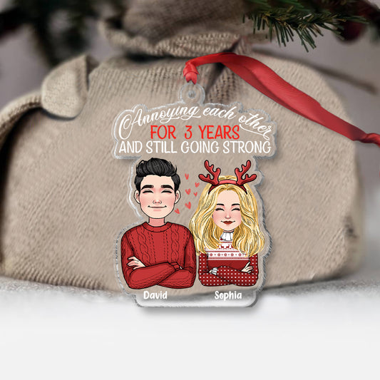 Annoying Each Other And Still Going Strong - Personalized Couple Transparent Ornament