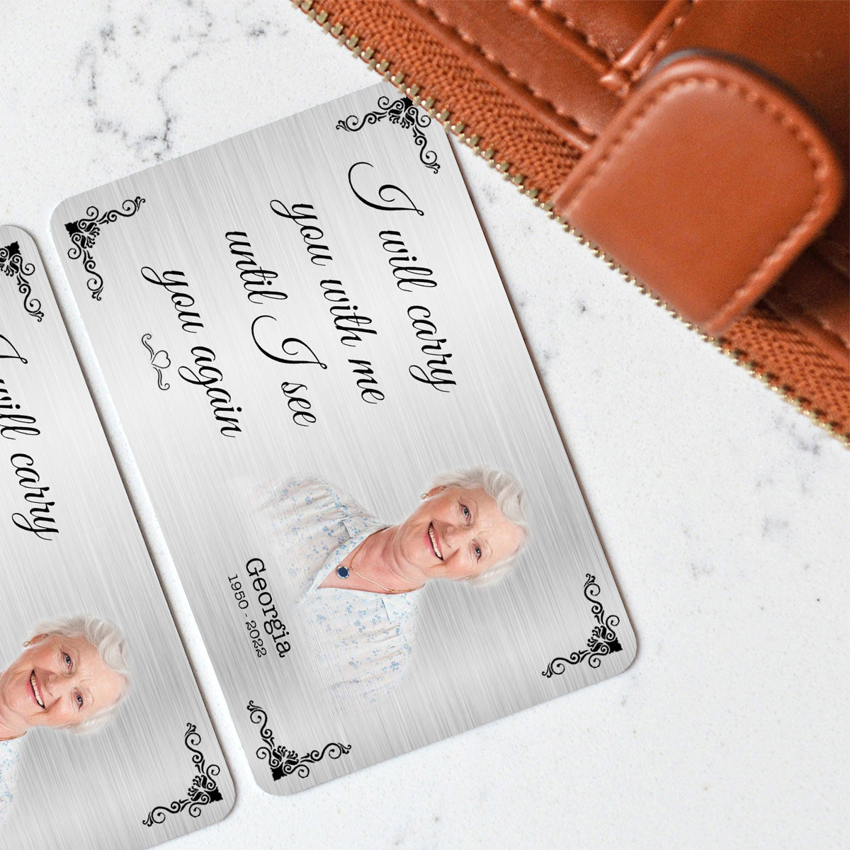Ich werde dich bei mir tragen – Erinnerungsgeschenk zum Gedenken an einen geliebten Menschen – Personalisierte Brieftaschenkarte