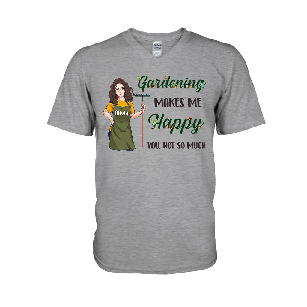 Gärtnern macht mich glücklich – Personalisiertes Garten-T-Shirt und Hoodie