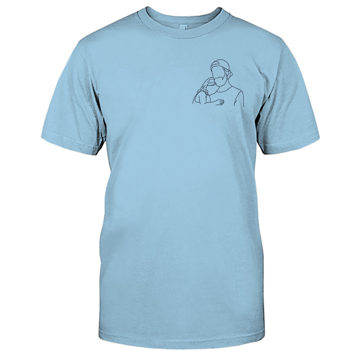 Individuelle Strichzeichnung – Personalisiertes, besticktes T-Shirt für Stiefväter