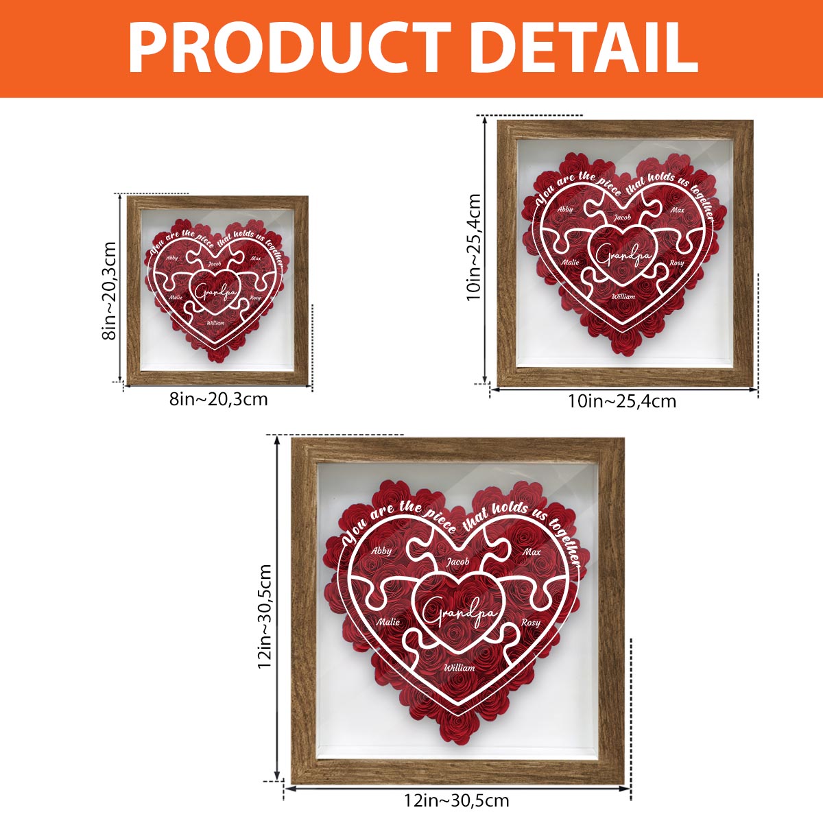 Mom You Are The Piece - Gift for mom, grandma, aunt, aunt, dad - Personalized Flower Shadow Box