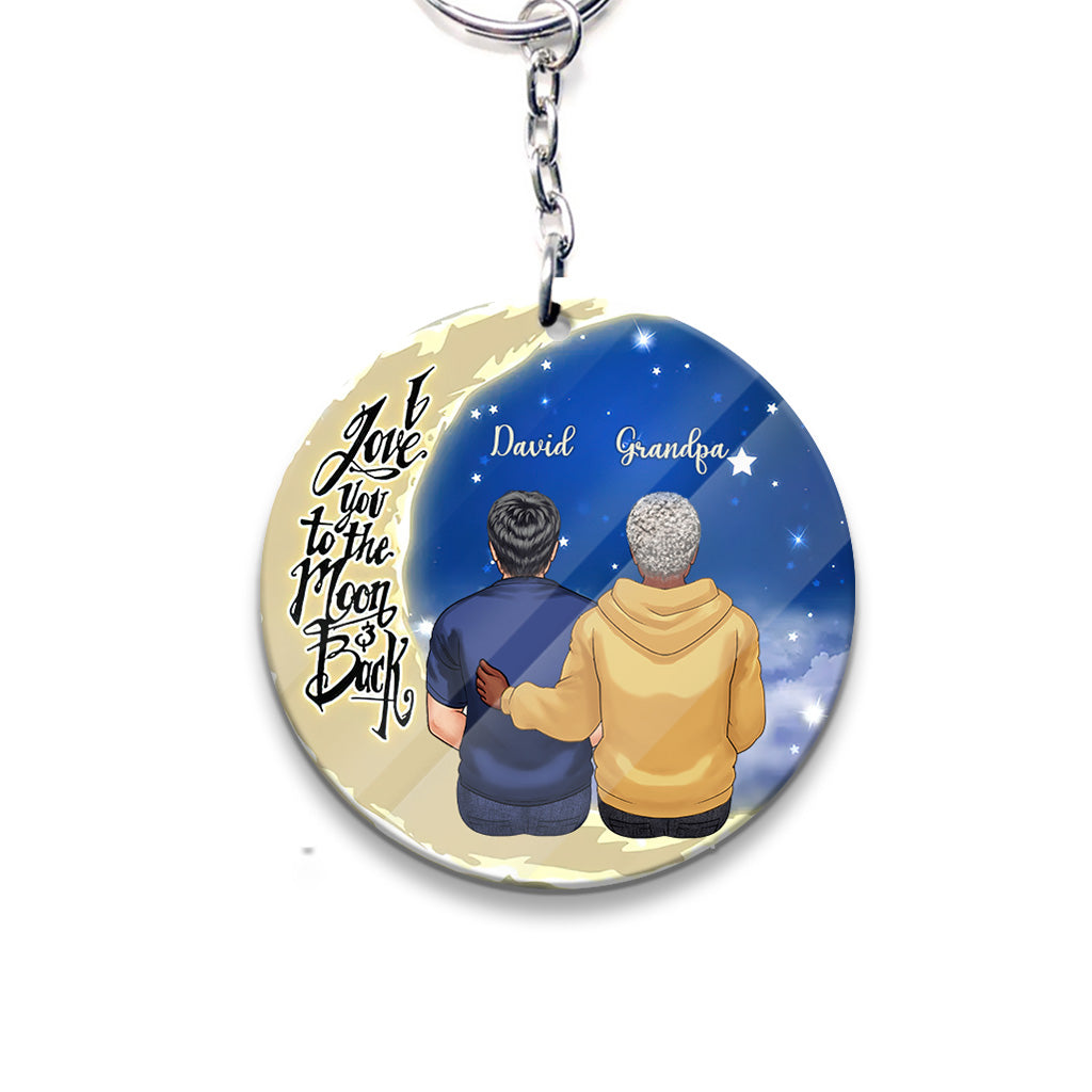 Bis zum Mond und zurück – Geschenk für Oma, Mama, Papa, Opa – Personalisierter Schlüsselanhänger