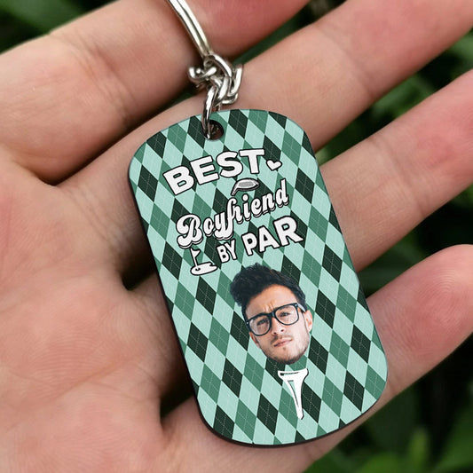 Bester Papa aller Zeiten – Golfgeschenk für Papa, ihn, Freund, Ehemann, Opa – Personalisierter Edelstahl-Schlüsselanhänger