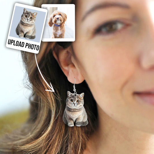 Personalized Photo Earrings - Gift for cat lovers, cat lover, dog lover - Personalized Earrings