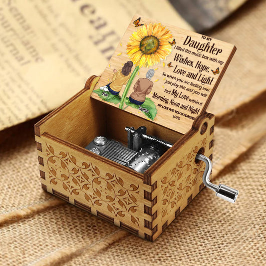 An meine Tochter/Enkelin – Geschenk für Oma, Mutter, Tochter, Enkelin, Schwester – Personalisierte Spieluhr mit Handkurbel