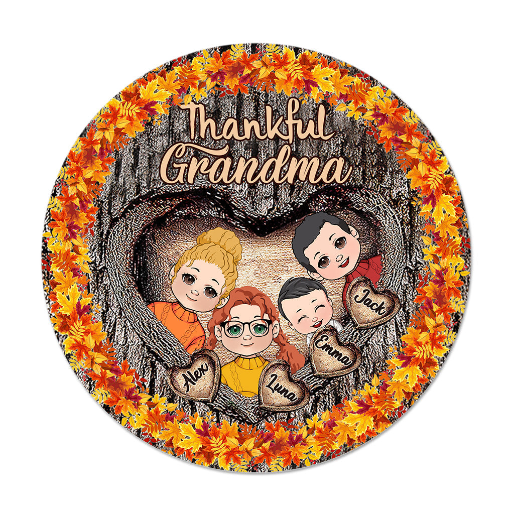 Thankful Grandma - Gift for grandma - Personalized Round Wood Sign