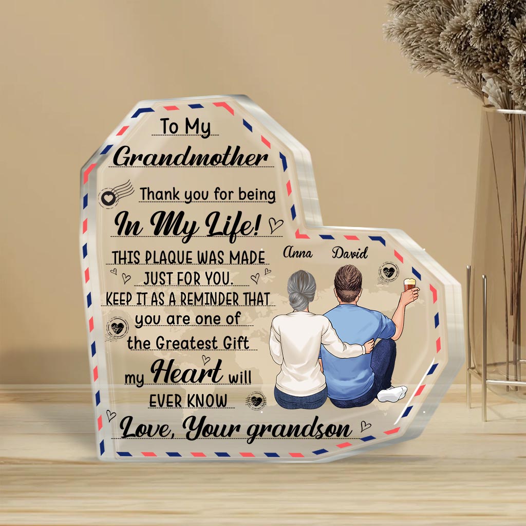 An meine Großmutter – Geschenk für Mama, Oma, Tante – Personalisierte Acrylplakette in individueller Form