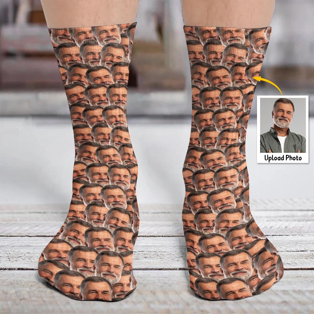 Customizable Printed Face - Personalized Step Dad Socks