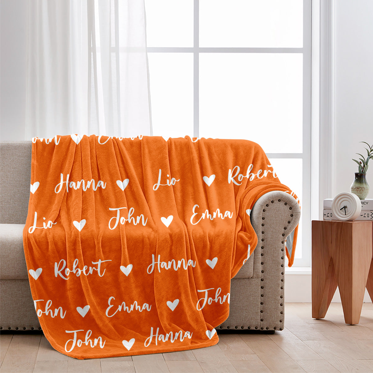 Individuelles Namensherzmuster – Personalisierte Familiendecke