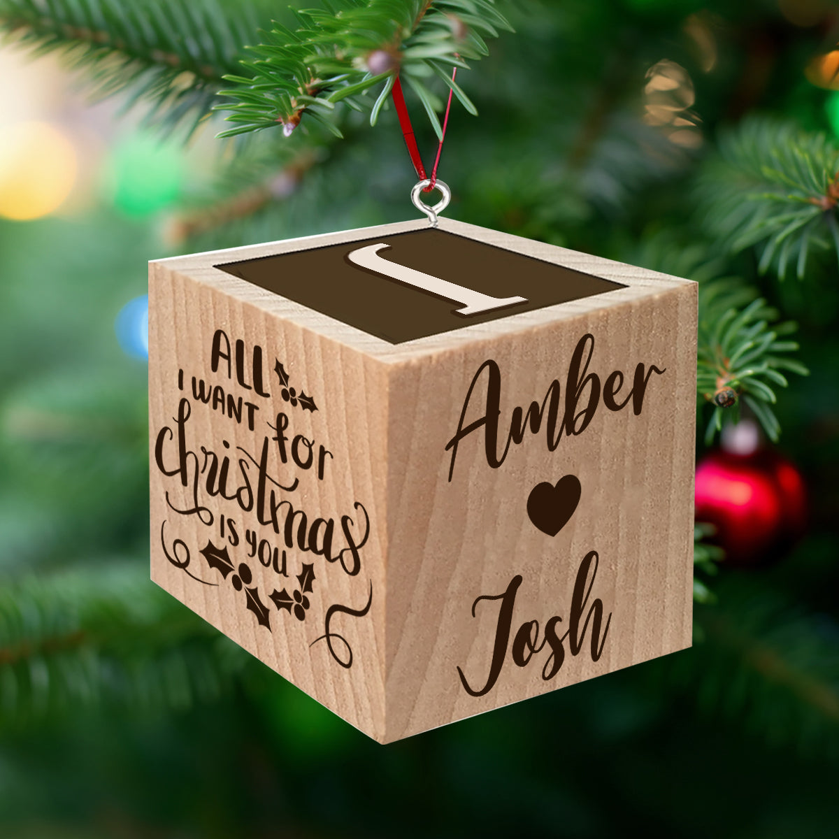Weihnachtsschmuck „Alles, was ich mir zu Weihnachten wünsche, bist du“ – personalisiertes Weihnachtsschmuck-Set – Geschenk für Freundin, Freund, Ehefrau, Ehemann
