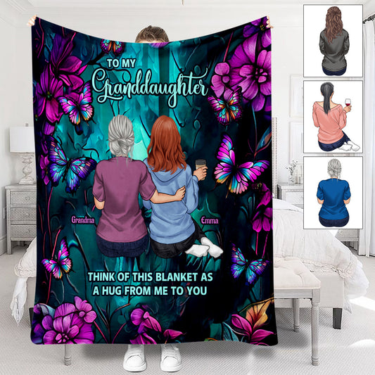 Teal And Purple Butterfly Blanket - Gift for daughter, granddaughter - Personalized Blanket